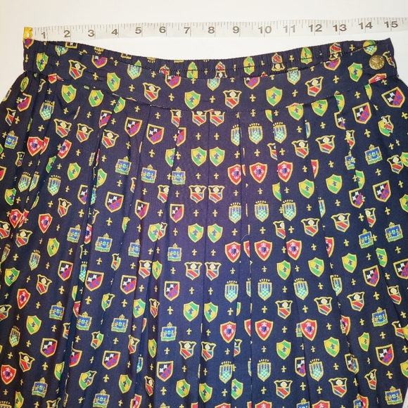 Vintage Chaus Rayon Pleated Novelty Midi Skirt - Picture 8 of 10